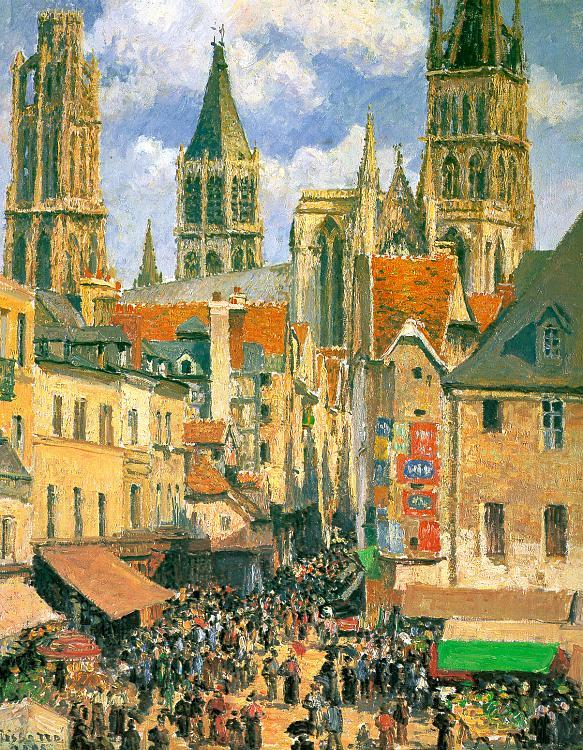 Camille Pissaro The Old Market Town at Rouen Spain oil painting art